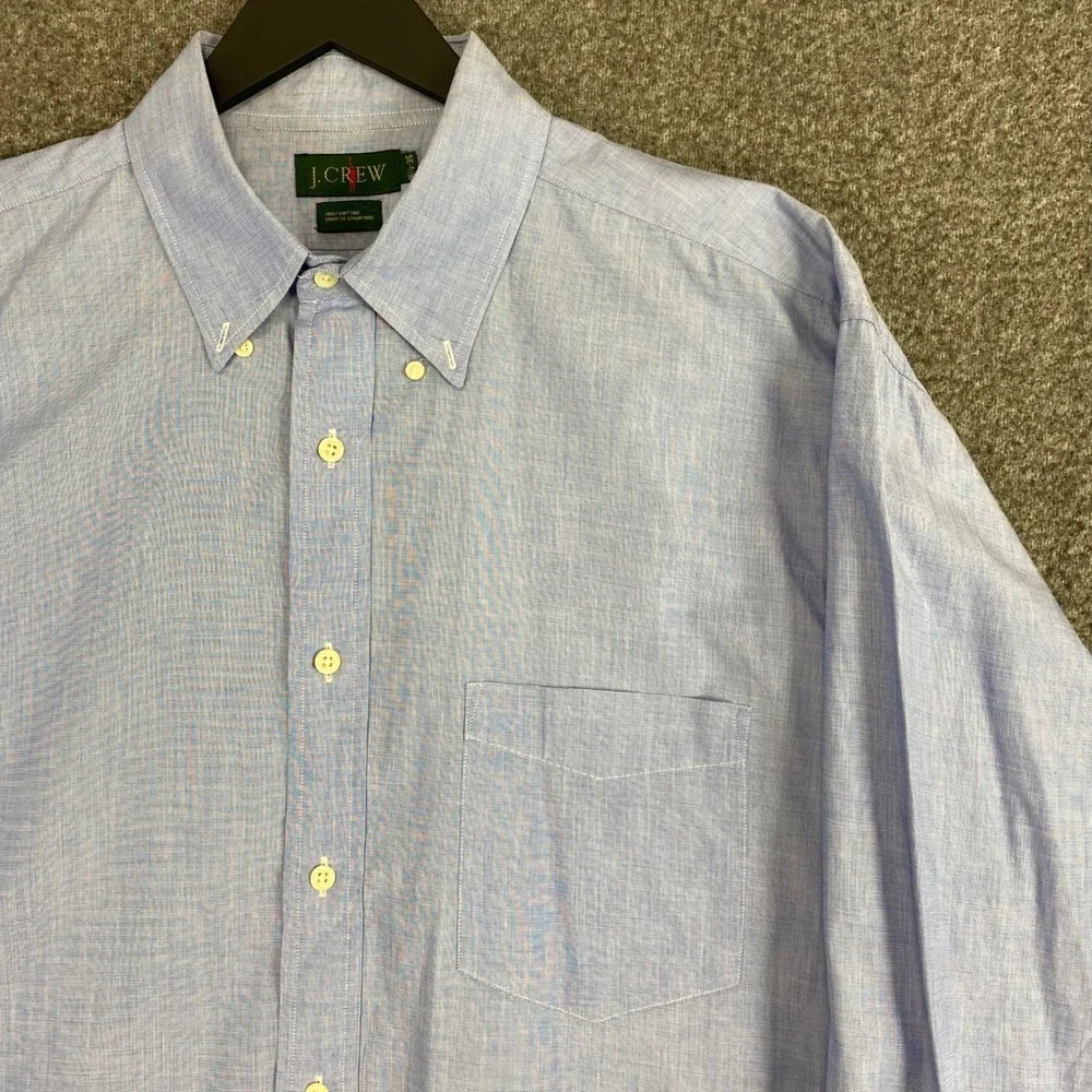 Vintage J.CREW Oarsman Button Down Shirt‎ Men 16.5 Blue Academia IVY  Preppy 90s